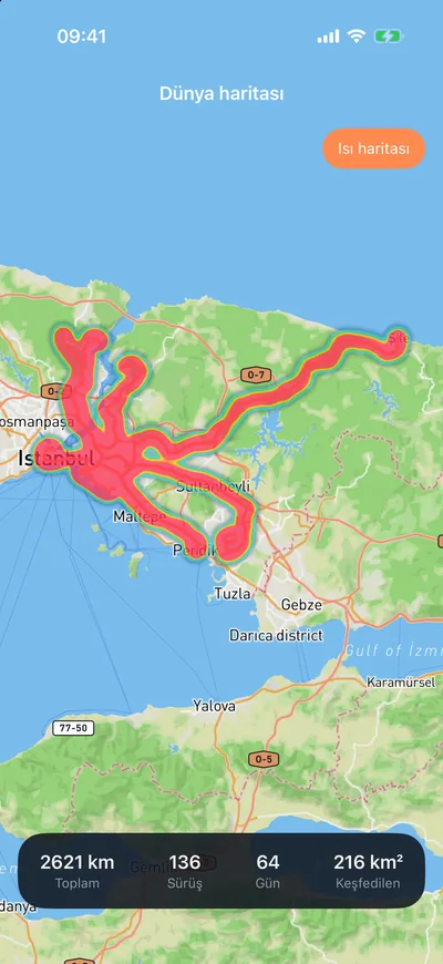 Odometer dünya haritası: İstanbul'da sık gidilen yolları gösteren ısı haritası